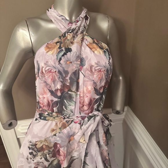Alex Marie Tiered Ruffle Purple Multicolored Floral Pattern Maxi Dress Sz 2 - Picture 2 of 4